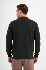 Dark Green Interlock Zip Polo Sweatshirt