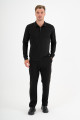 Black Mercerised Placket Zip Polo
