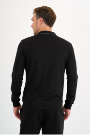 Black Mercerised Placket Zip Polo