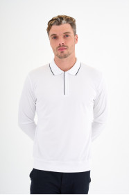 White Mercerised Placket Zip Polo