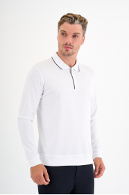 White Mercerised Placket Zip Polo