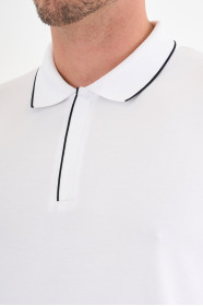 White Mercerised Placket Zip Polo