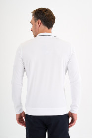 White Mercerised Placket Zip Polo