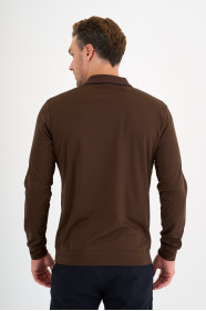 Brown Mercerised Placket Zip Polo