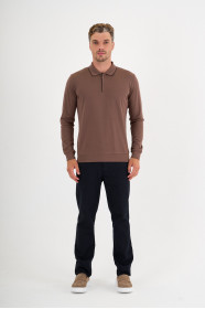 Mink Mercerised Placket Zip Polo