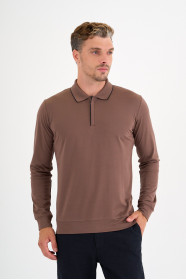 Mink Mercerised Placket Zip Polo