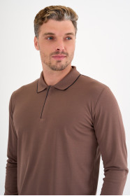 Mink Mercerised Placket Zip Polo