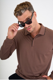 Mink Mercerised Placket Zip Polo