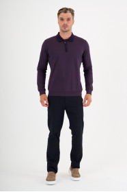 Dark Purple Mercerised Placket Zip Polo