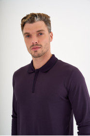 Dark Purple Mercerised Placket Zip Polo