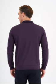 Dark Purple Mercerised Placket Zip Polo