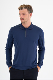 Marine Mercerised Placket Zip Polo