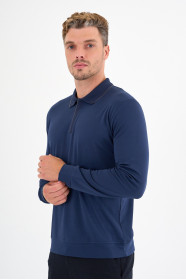 Marine Mercerised Placket Zip Polo