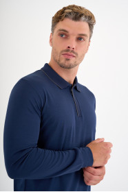 Marine Mercerised Placket Zip Polo