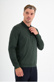 Bottle Green Mercerised Placket Zip Polo