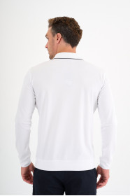 White Mercerised Contrast Collar Zip Polo