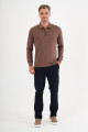 Black Mercerised Contrast Collar Zip Polo
