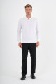 Black Mercerised Long Sleeve Zip Polo