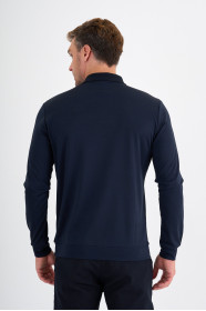 Navy Mercerised Long Sleeve Zip Polo