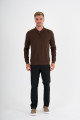 Black Mercerised Long Sleeve Zip Polo