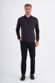 Black Mercerised Long Sleeve Zip Polo