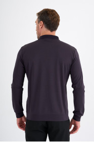 Purple Mercerised Long Sleeve Zip Polo