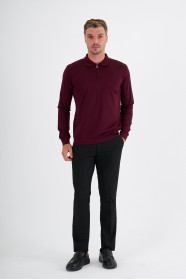Burgundy Mercerised Long Sleeve Zip Polo