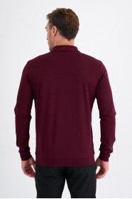 Burgundy Mercerised Long Sleeve Zip Polo
