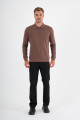 Black Mercerised Long Sleeve Zip Polo