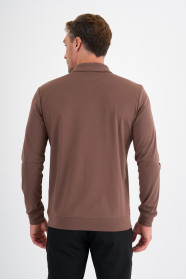 Mink Mercerised Long Sleeve Zip Polo