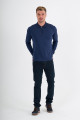Black Mercerised Long Sleeve Zip Polo