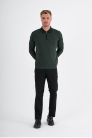 Bottle Green Mercerised Long Sleeve Zip Polo