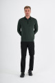 Black Mercerised Long Sleeve Zip Polo