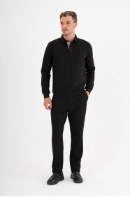 Black Interlock Polo Sweatshirt