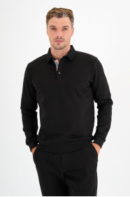 Black Interlock Polo Sweatshirt