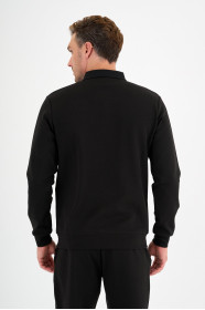 Black Interlock Polo Sweatshirt