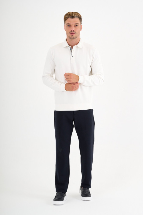 Bone Interlock Polo Sweatshirt
