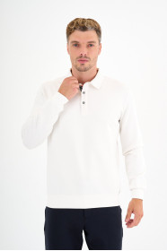 Bone Interlock Polo Sweatshirt