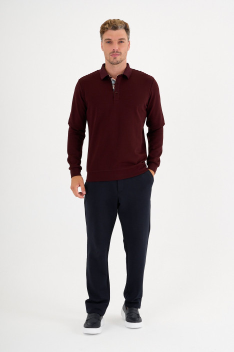 Burgundy Interlock Polo Sweatshirt