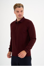 Burgundy Interlock Polo Sweatshirt