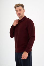 Burgundy Interlock Polo Sweatshirt