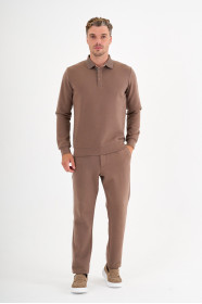 Mink Interlock Polo Sweatshirt