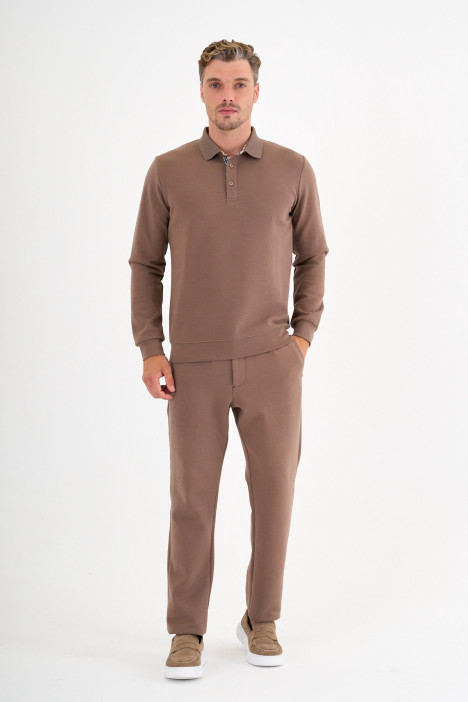 Mink Interlock Polo Sweatshirt