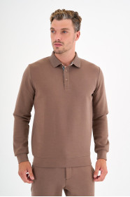 Mink Interlock Polo Sweatshirt