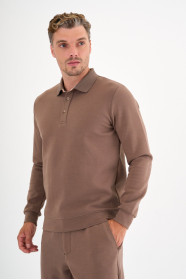 Mink Interlock Polo Sweatshirt