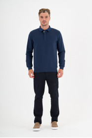Marine Blue Interlock Polo Sweatshirt