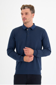 Marine Blue Interlock Polo Sweatshirt