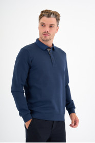 Marine Blue Interlock Polo Sweatshirt