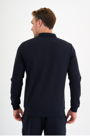 Navy Interlock Polo Sweatshirt – Grey Placket