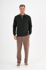 Dark Green Interlock Polo Sweatshirt